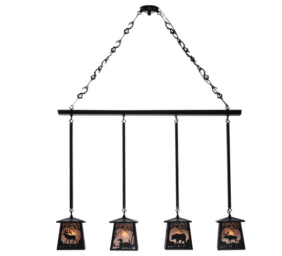 48" Long Wildlife At Pine Lake 4 Light Island Pendant