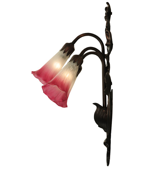 10.5"W Pink/White Pond Lily 3 Lt Wall Sconce