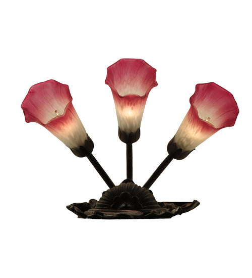 10.5"W Pink/White Pond Lily 3 Lt Wall Sconce