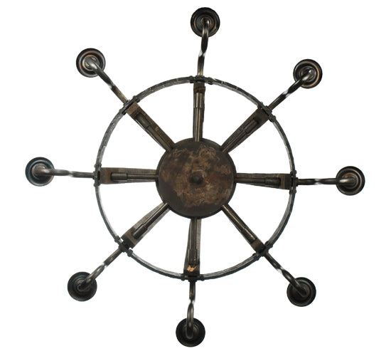 27"W Barrel Stave Madera 8 Lt Chandelier