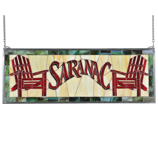 36"W X 13"H Saranac Adironack Chair Stained Glass Window