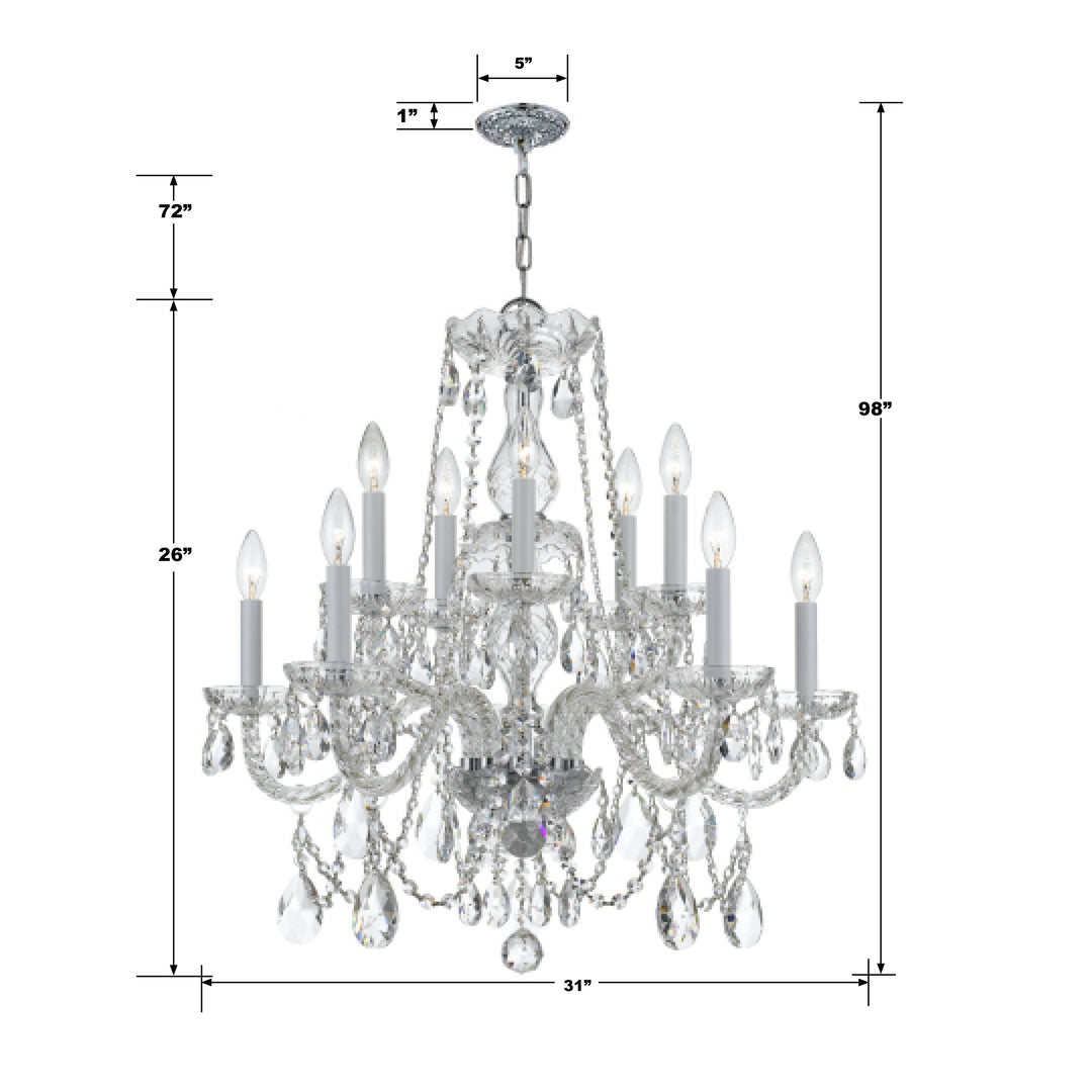 Crystorama Traditional Crystal 12 Light Hand Cut Crystal Polished Brass Chandelier