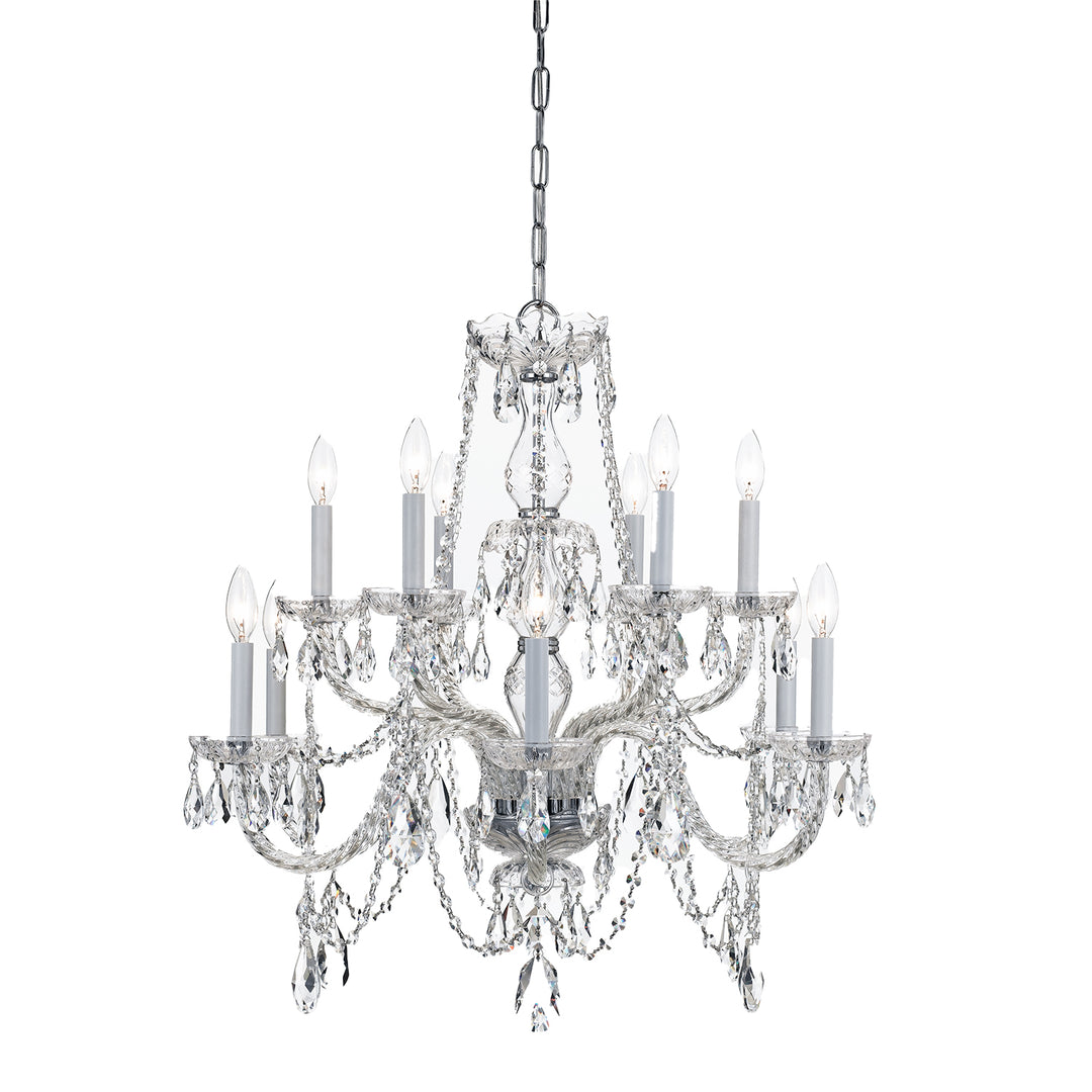 Crystorama Traditional Crystal 12 Light Hand Cut Crystal Polished Brass Chandelier