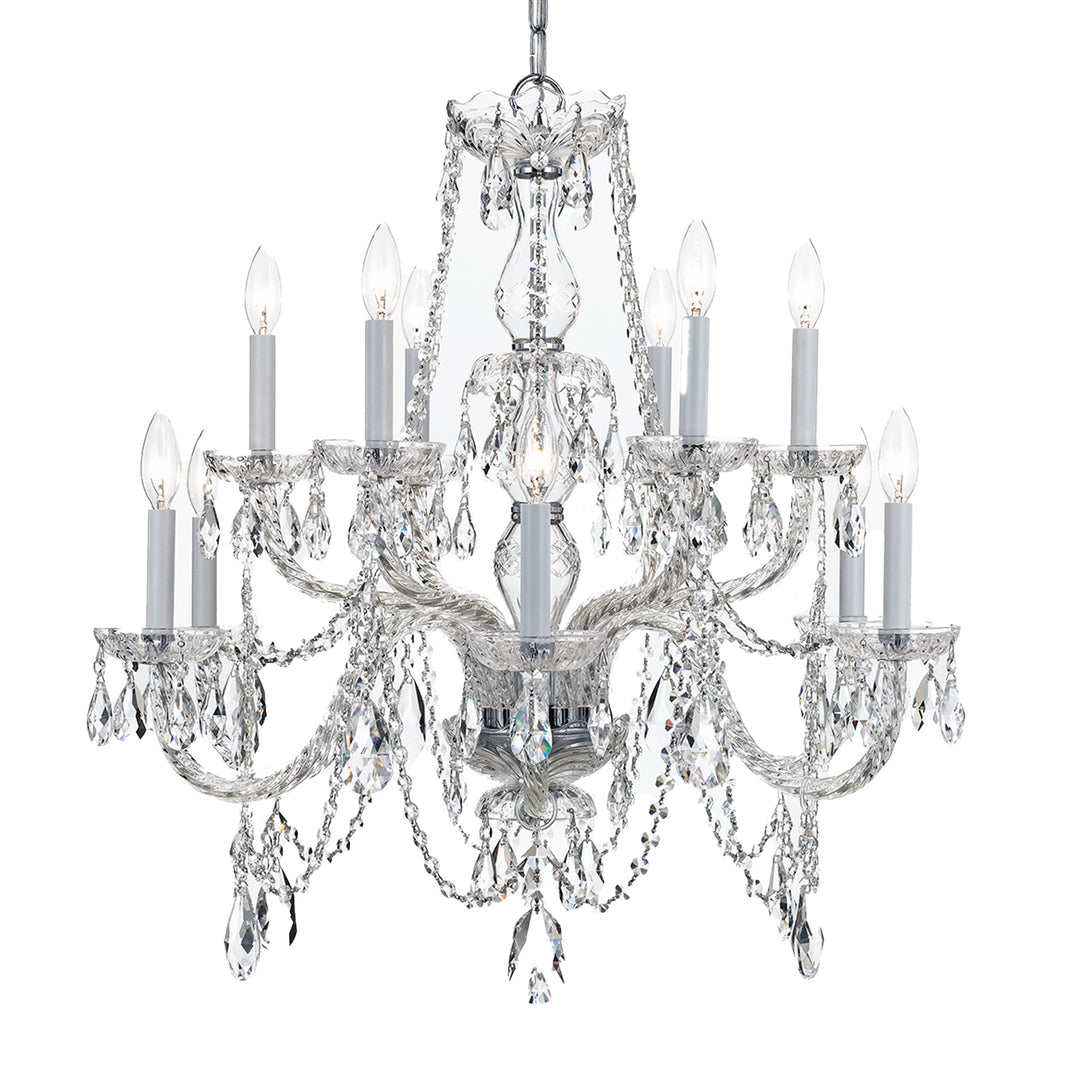 Crystorama Traditional Crystal 12 Light Hand Cut Crystal Polished Brass Chandelier