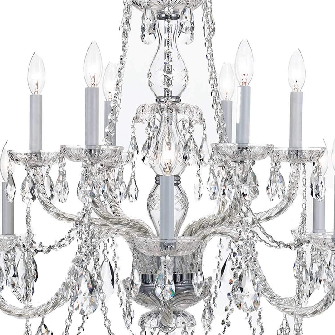 Crystorama Traditional Crystal 12 Light Hand Cut Crystal Polished Brass Chandelier