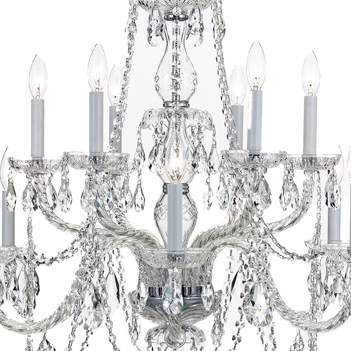 Crystorama Traditional Crystal 12 Light Hand Cut Crystal Polished Brass Chandelier