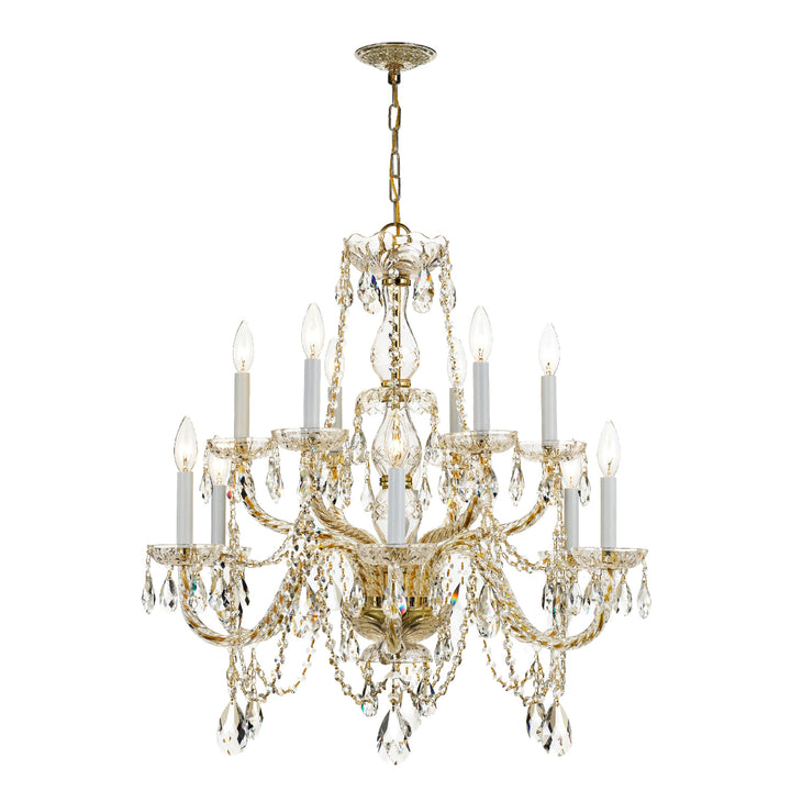 Crystorama Traditional Crystal 12 Light Hand Cut Crystal Polished Brass Chandelier