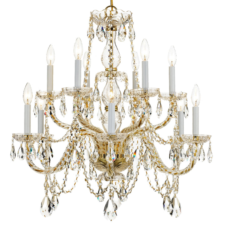 Crystorama Traditional Crystal 12 Light Hand Cut Crystal Polished Brass Chandelier