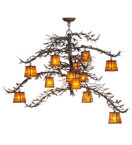 48" Wide Pine Branch Valley View 12 Light Chandelier