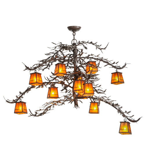 48" Wide Pine Branch Valley View 12 Light Chandelier