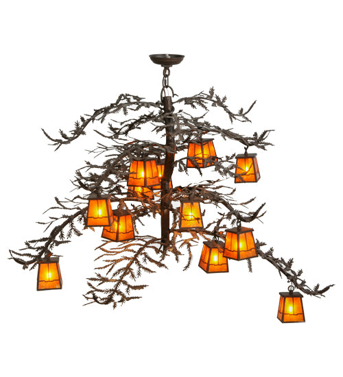 48" Wide Pine Branch Valley View 12 Light Chandelier