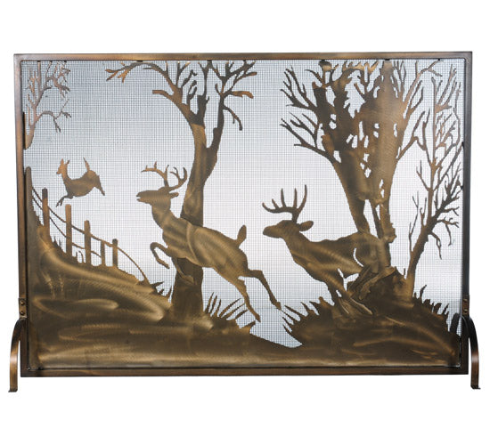 44"W X 31.5"H Deer On The Loose Fireplace Screen