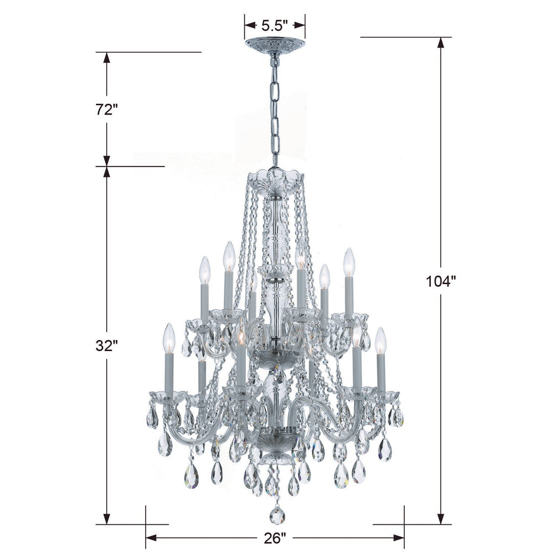 Crystorama Traditional Crystal 12 Light Spectra Crystal Polished Brass Chandelier