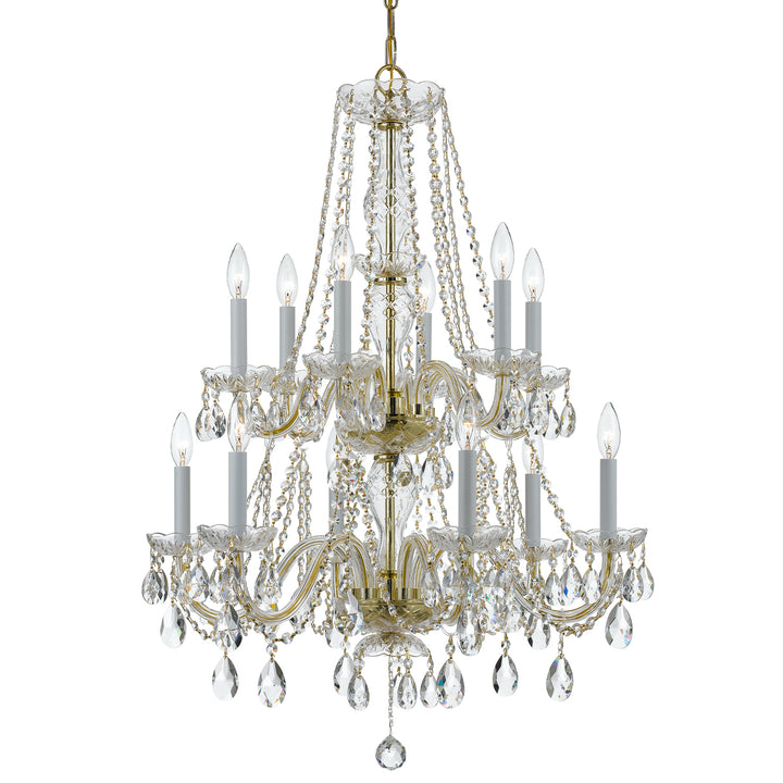 Crystorama Traditional Crystal 12 Light Spectra Crystal Polished Brass Chandelier