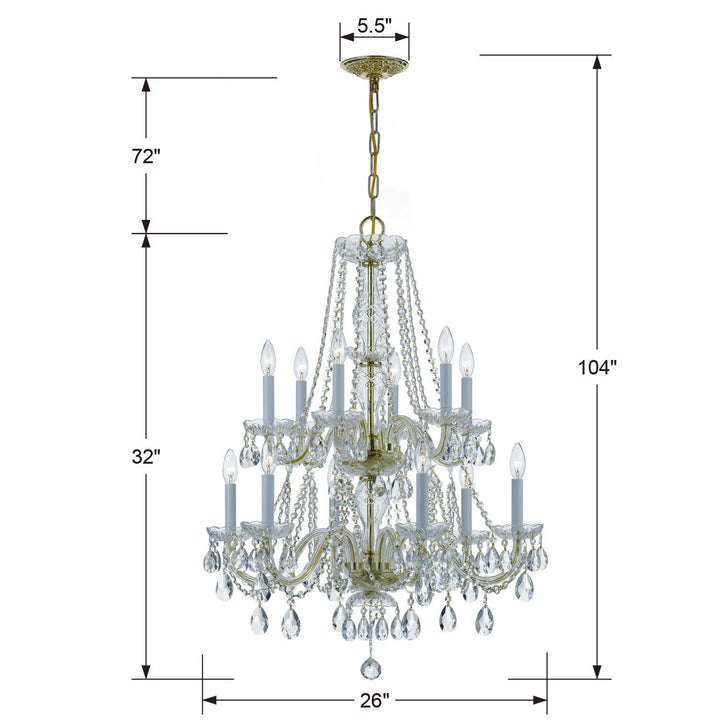 Crystorama Traditional Crystal 12 Light Spectra Crystal Polished Brass Chandelier