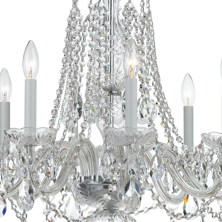 Crystorama Traditional Crystal 8 Light Hand Cut Crystal Polished Brass Chandelier