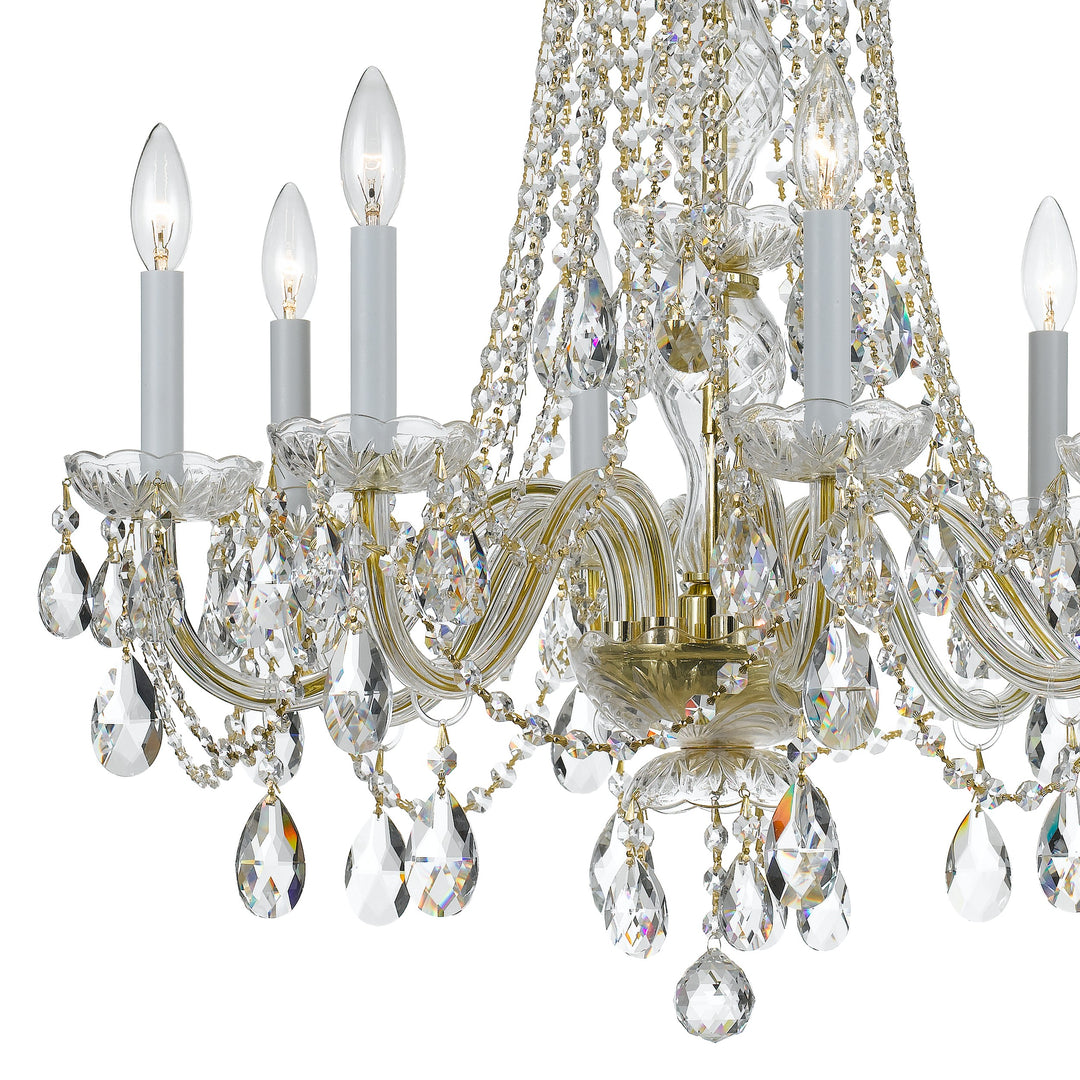 Crystorama Traditional Crystal 8 Light Hand Cut Crystal Polished Brass Chandelier