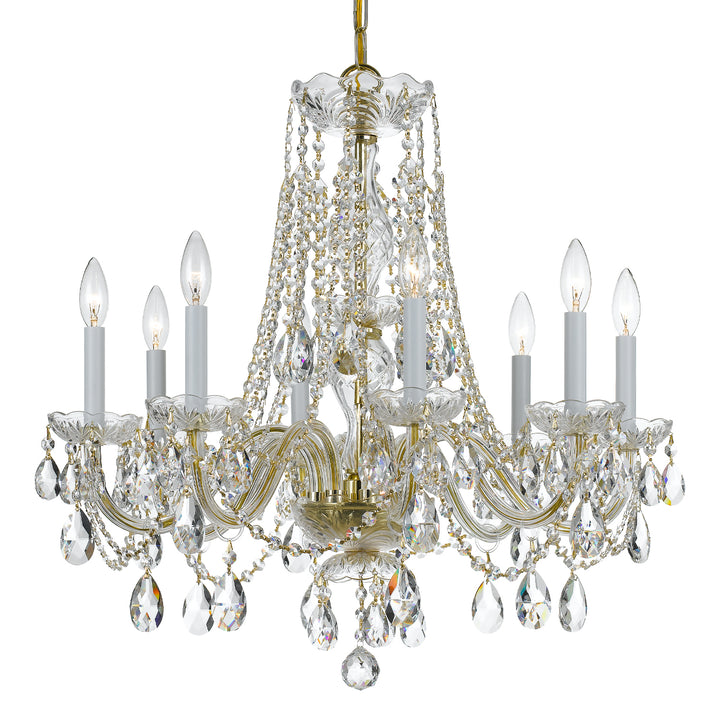 Crystorama Traditional Crystal 8 Light Hand Cut Crystal Polished Brass Chandelier