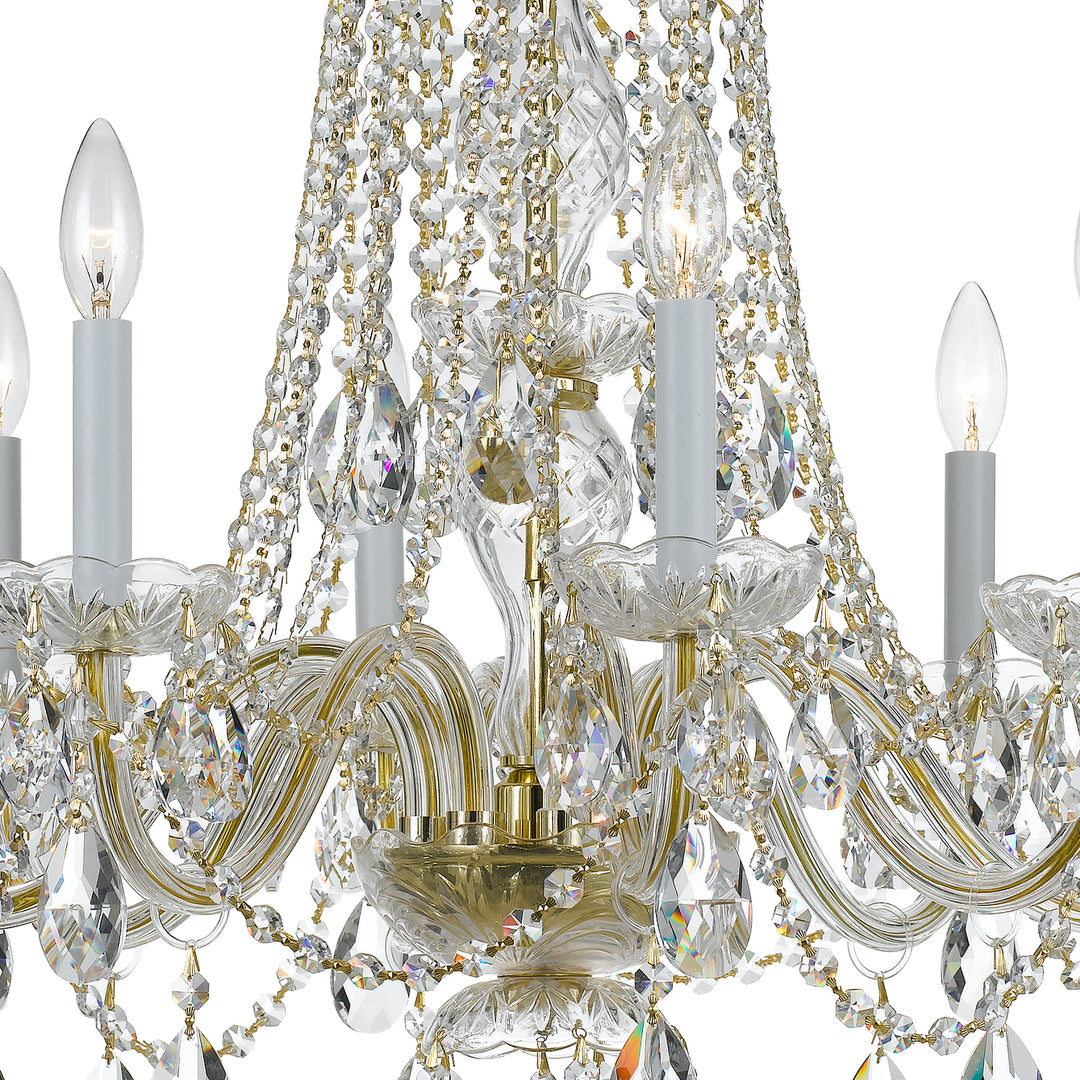 Crystorama Traditional Crystal 8 Light Hand Cut Crystal Polished Brass Chandelier