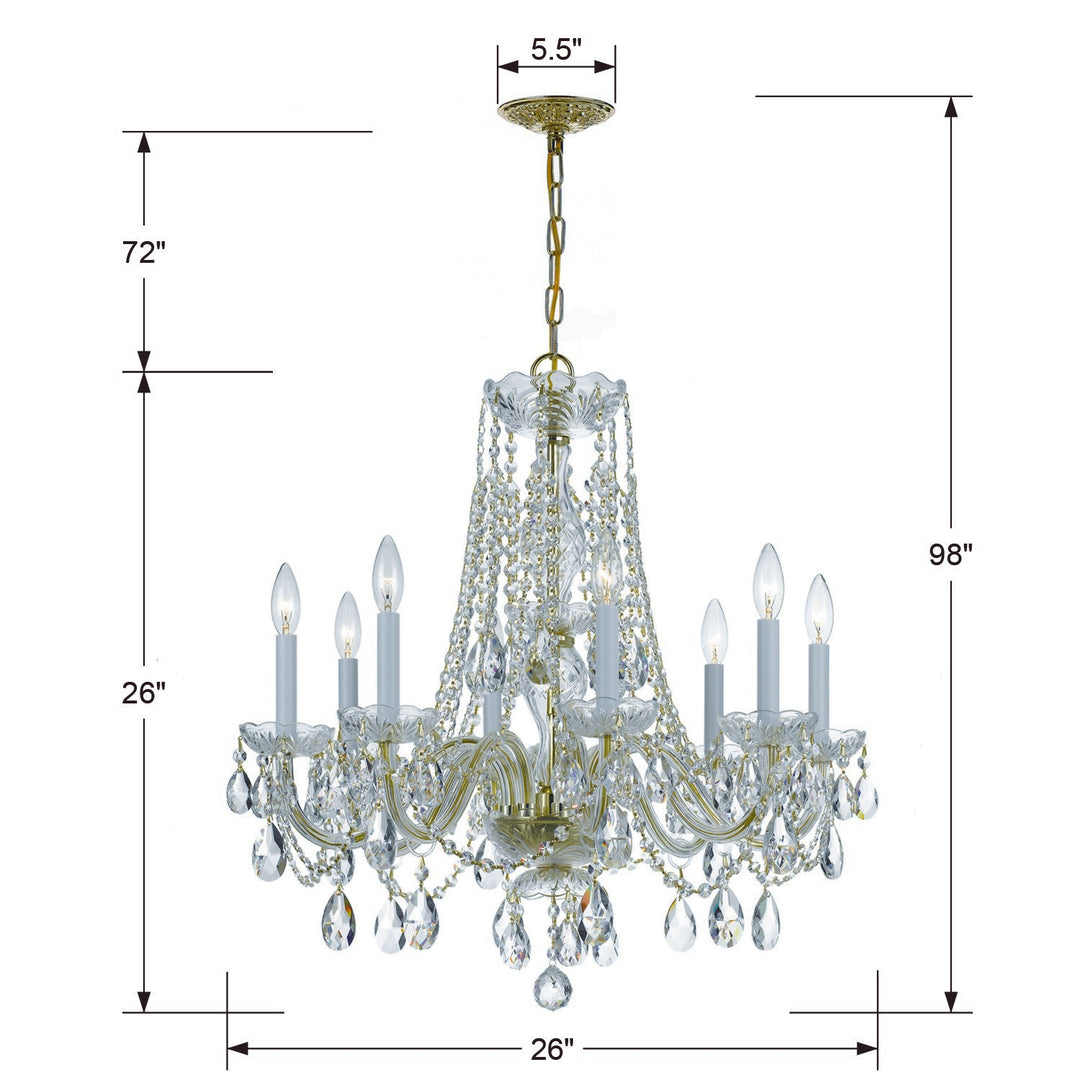 Crystorama Traditional Crystal 8 Light Hand Cut Crystal Polished Brass Chandelier