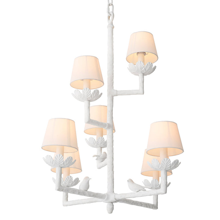 Chandelier Nature Matte White Finish Incl Shades UL