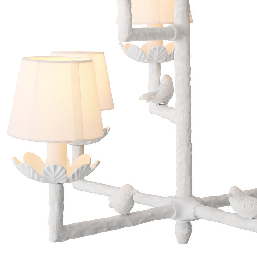 Chandelier Nature Matte White Finish Incl Shades UL