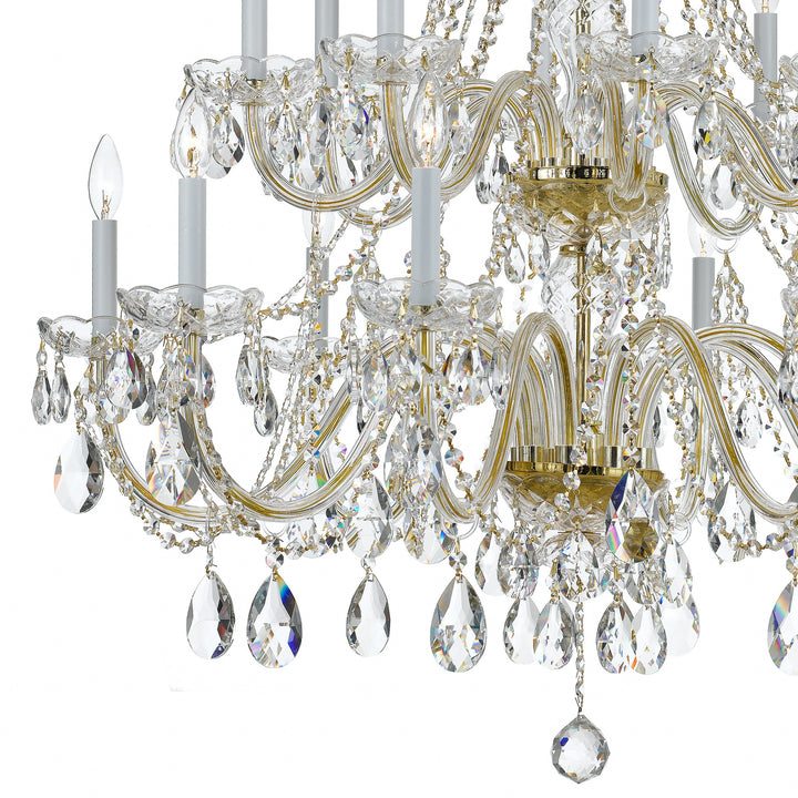 Crystorama Traditional Crystal 16 Light Hand Cut Crystal Polished Brass Chandelier