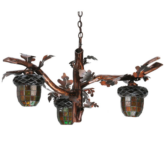 40"W Acorn Branch 3 Lt Chandelier