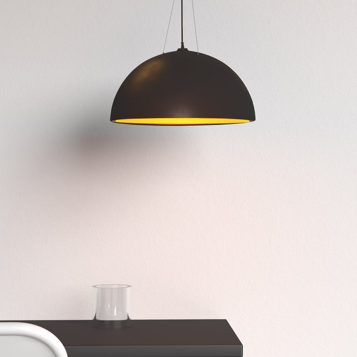 Dainolite 3 Bulb Pendant, Black & Gold Finish