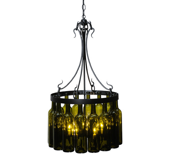 19"W Tuscan Vineyard Villa 16 Wine Bottle Chandelier