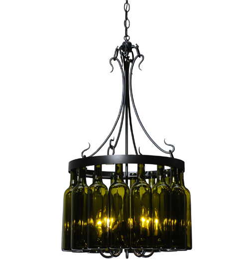 19"W Tuscan Vineyard Villa 16 Wine Bottle Chandelier