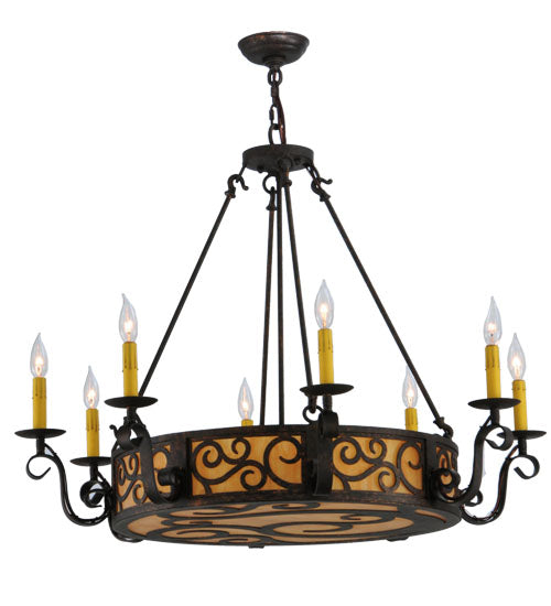 36"W Delano 8 Lt Chandelier