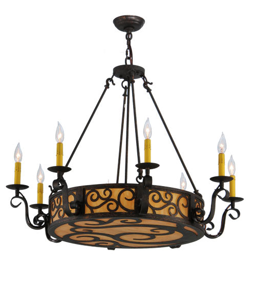 36"W Delano 8 Lt Chandelier