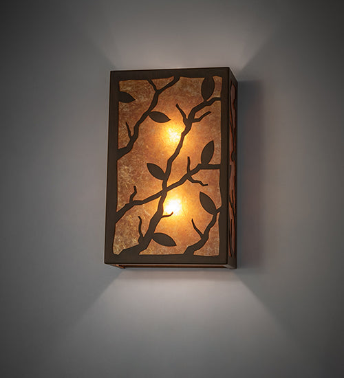 10" Wide Branches With Leaves Wall Sconce