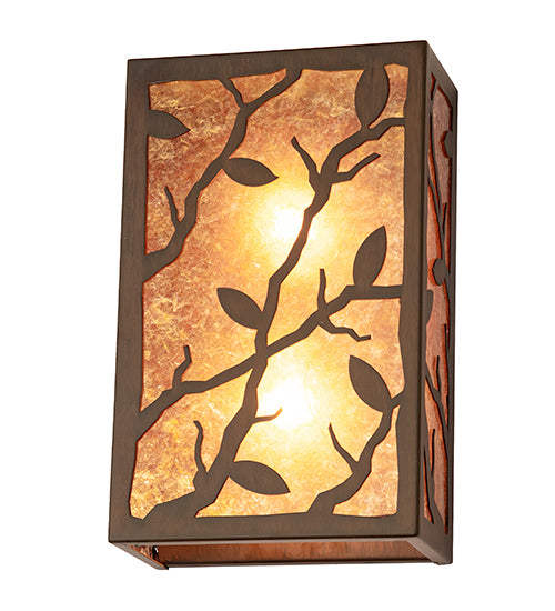 10" Wide Branches With Leaves Wall Sconce