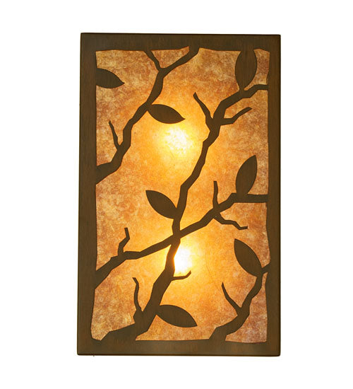 10" Wide Branches With Leaves Wall Sconce