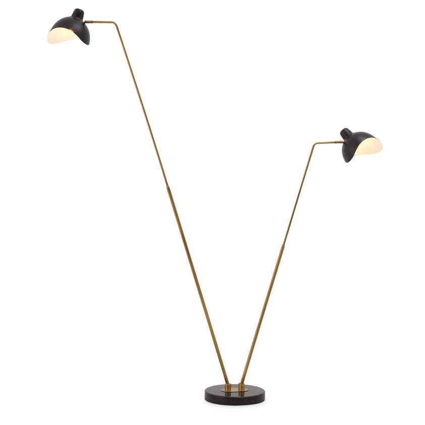 Floor Lamp Asta Double Antique Brass Finish UL