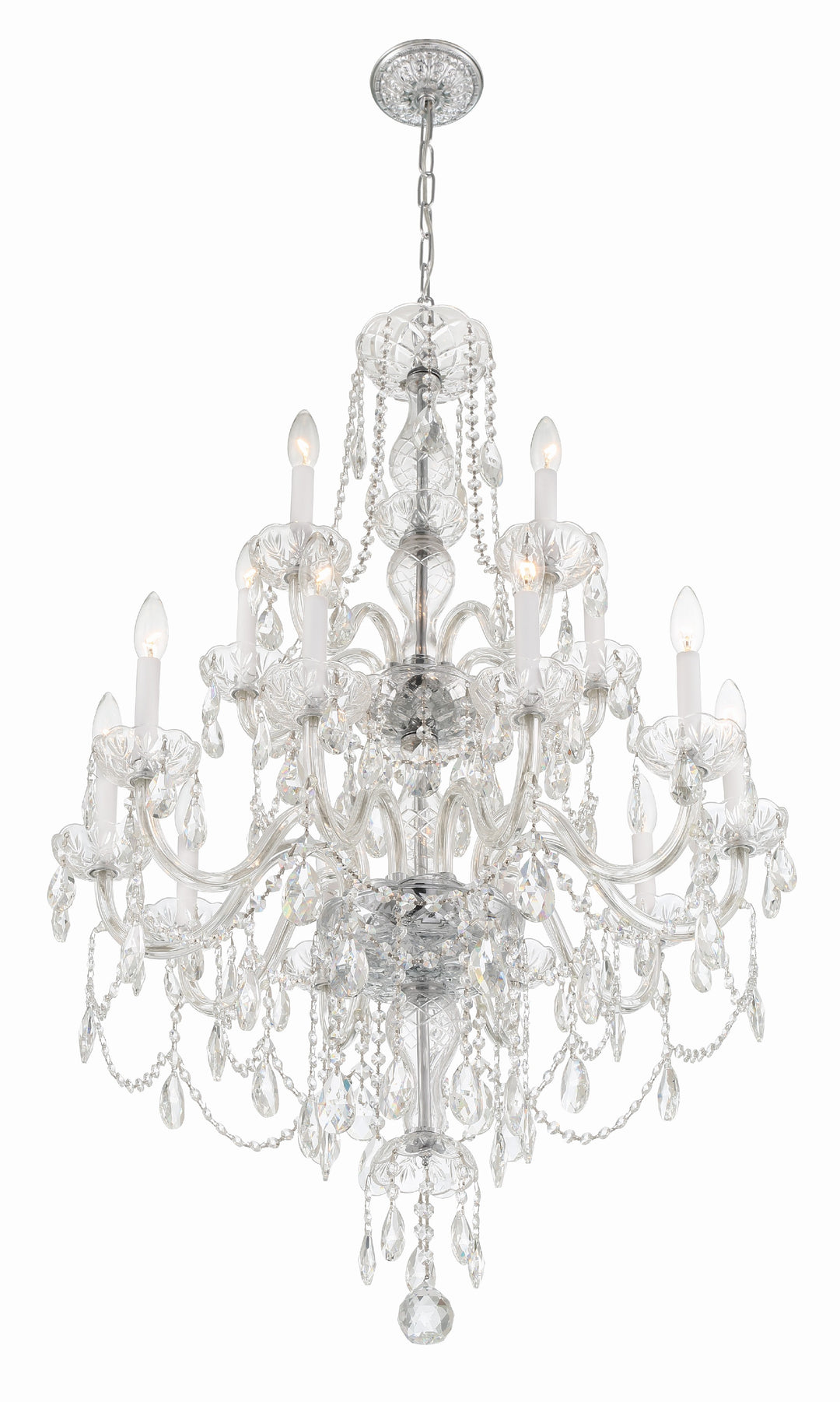 Crystorama Traditional Crystal 15 Light Hand Cut Crystal Polished Brass Chandelier