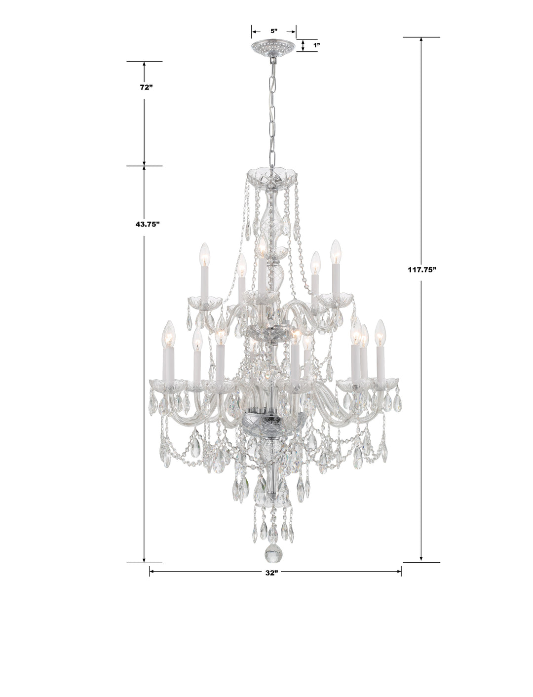 Crystorama Traditional Crystal 15 Light Hand Cut Crystal Polished Brass Chandelier