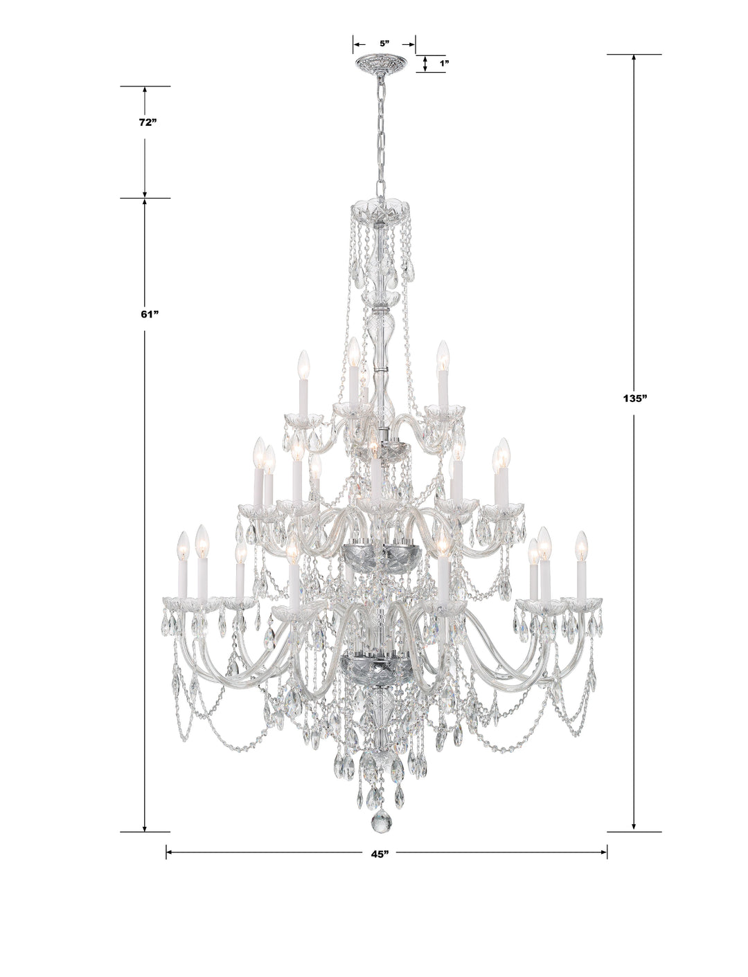 Crystorama Traditional Crystal 25 Light Hand Cut Crystal Polished Brass Chandelier