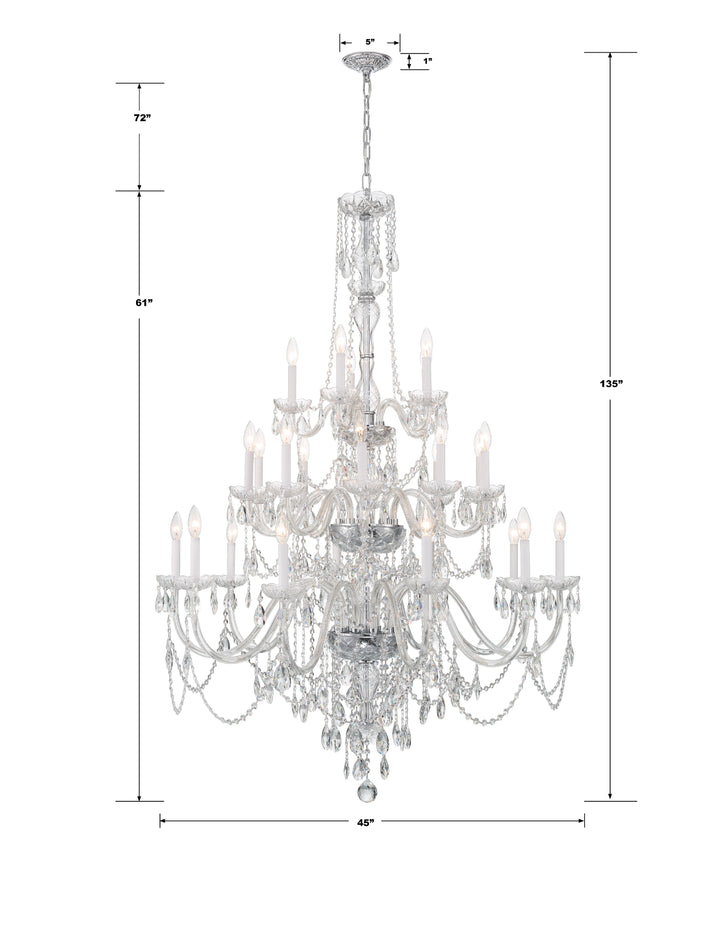 Crystorama Traditional Crystal 25 Light Hand Cut Crystal Polished Brass Chandelier