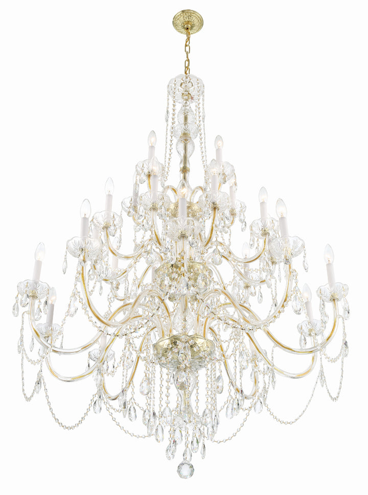 Crystorama Traditional Crystal 25 Light Hand Cut Crystal Polished Brass Chandelier