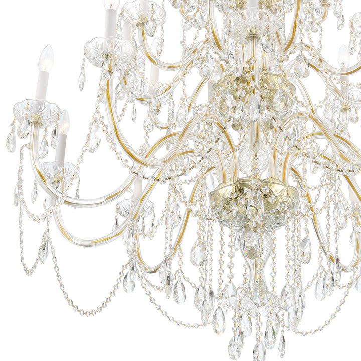 Crystorama Traditional Crystal 25 Light Hand Cut Crystal Polished Brass Chandelier