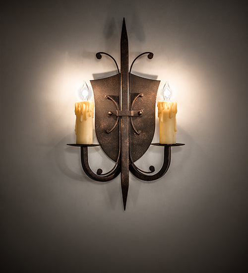 11" Wide Shield 2 Light Wall Sconce