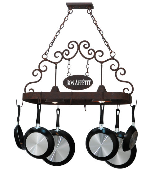 34" Long Bon Appetit 2 Light Pot Rack