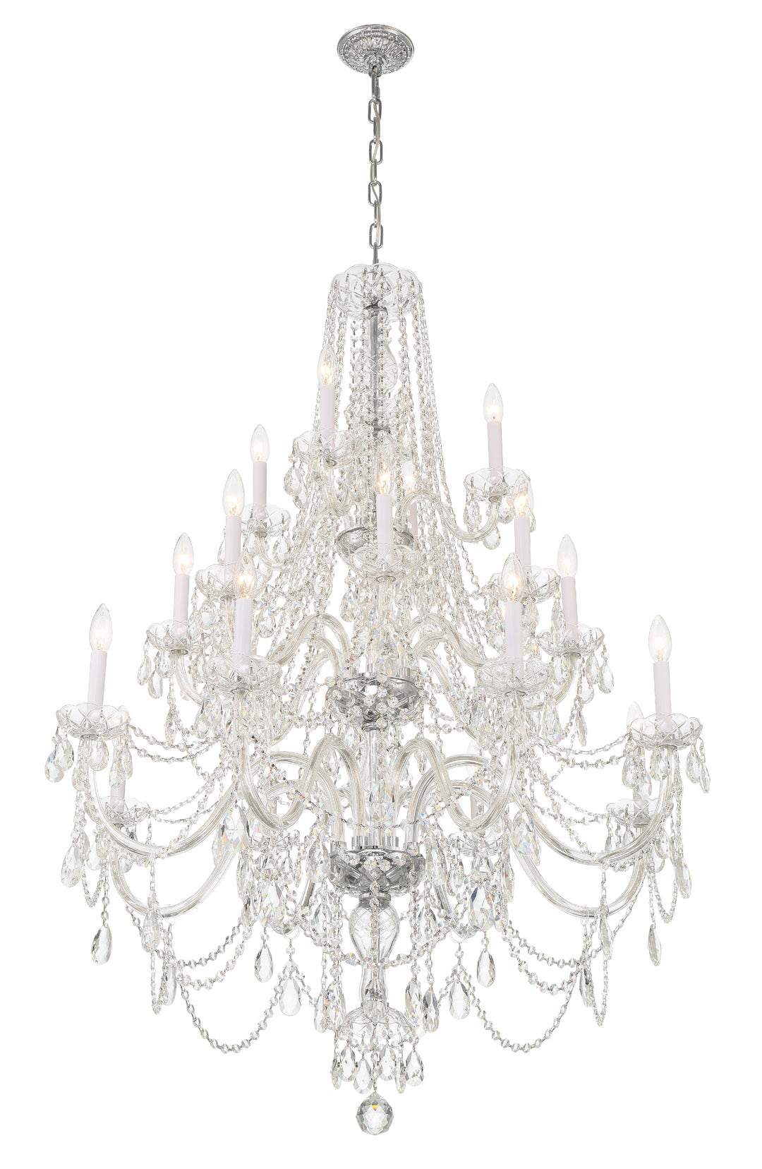 Crystorama Traditional Crystal 20 Light Hand Cut Crystal Polished Brass Chandelier