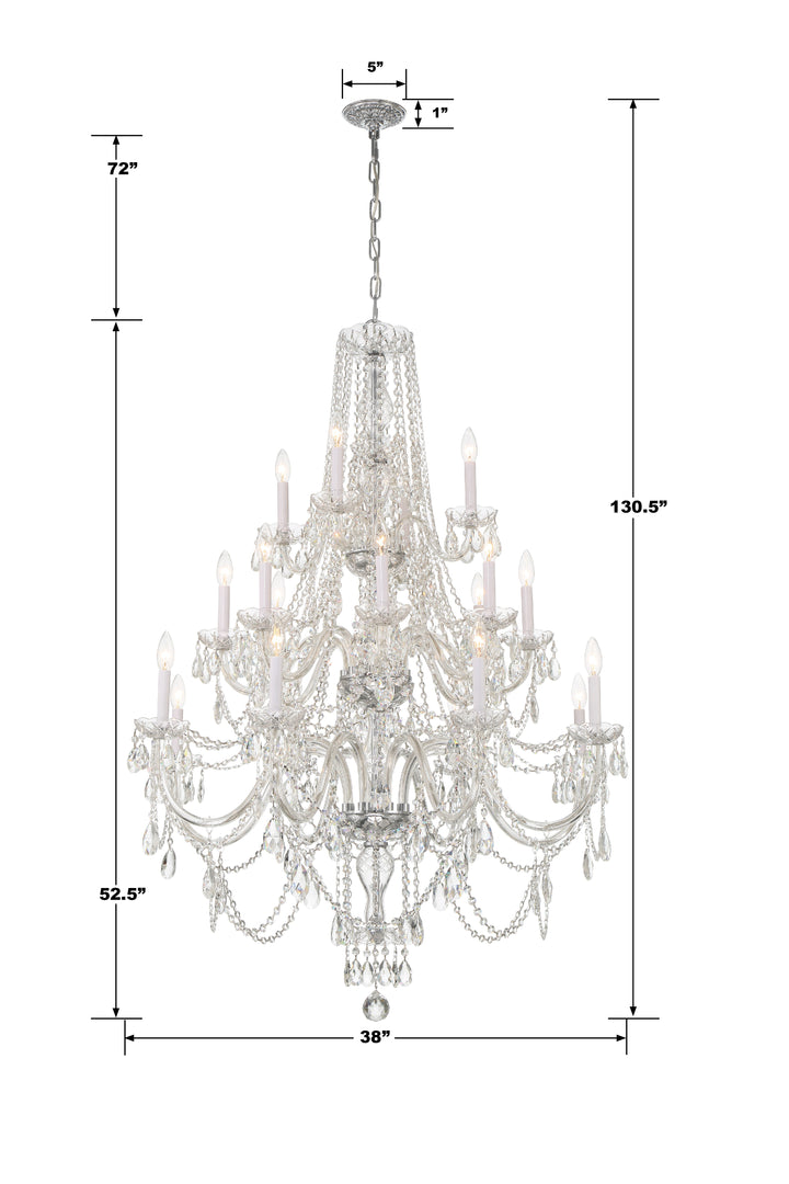 Crystorama Traditional Crystal 20 Light Hand Cut Crystal Polished Brass Chandelier