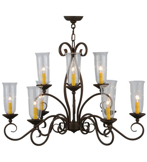 36"L Wallis 10 Lt Oblong Chandelier