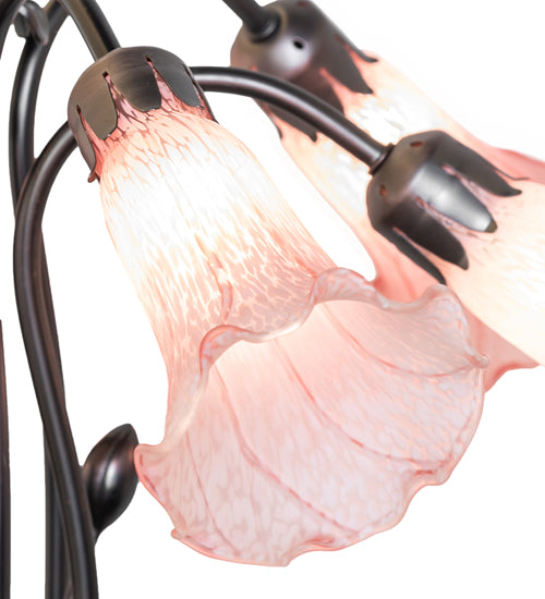 24" Wide Pink Tiffany Pond Lily 7 Lt Chandelier