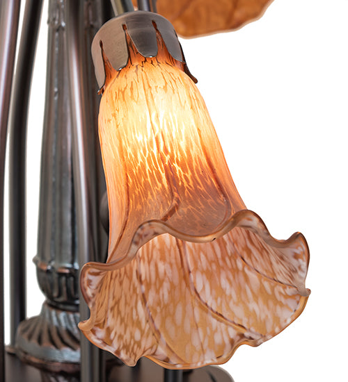 24" Wide Amber Tiffany Pond Lily 7 Lt Chandelier